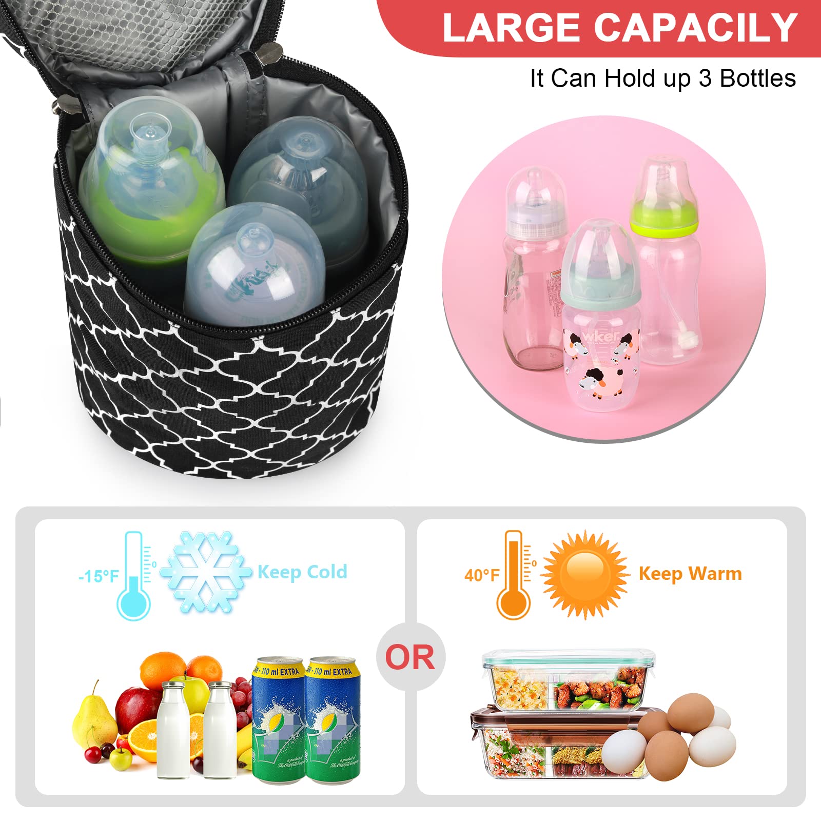 Accmor cooler bag open top for easy bottle access and filling