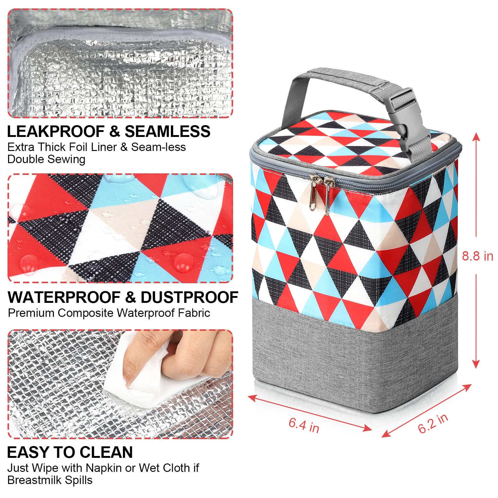 Accmor Breastmilk Cooler Bag features water-resistant fabric for daily use.