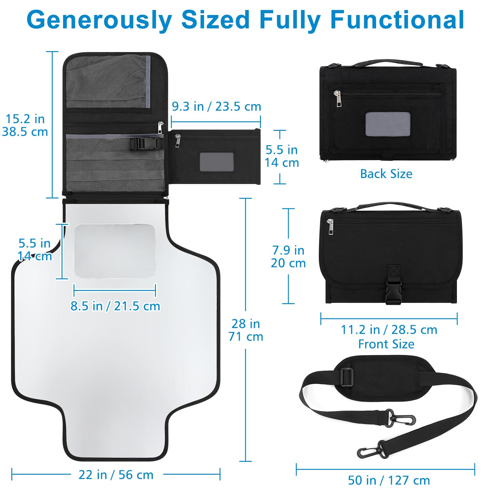 Accmor changing pad built-in mesh storage bag keeps small items organized