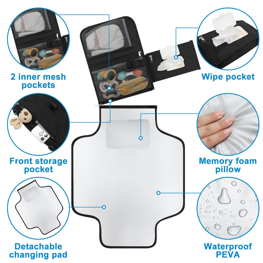 Accmor changing pad wipe pocket open for quick cleanups on the go