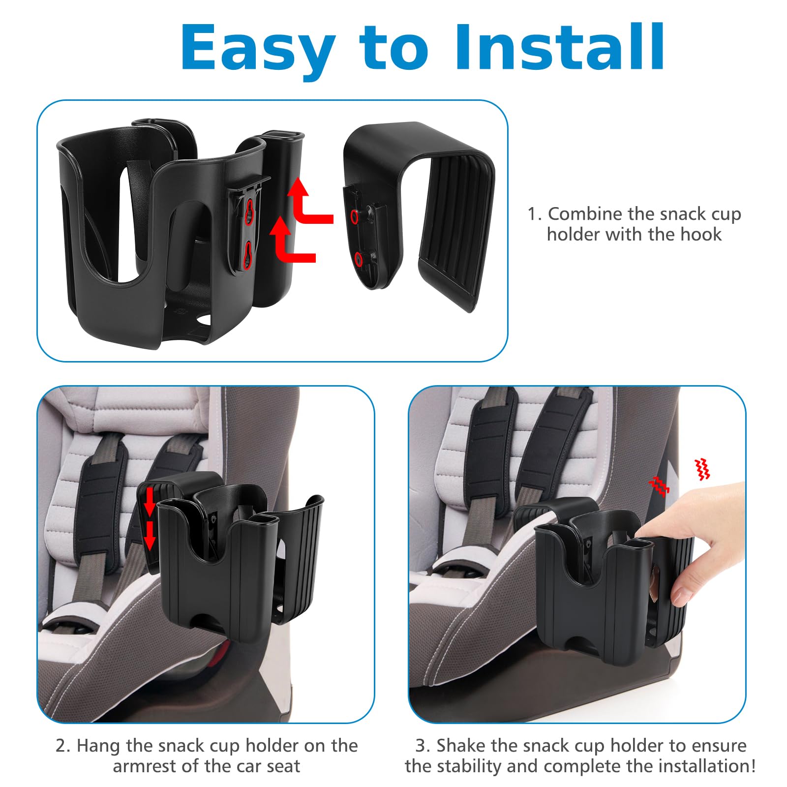 Accmor universal-fit cup holder works with most car seats for convenience.