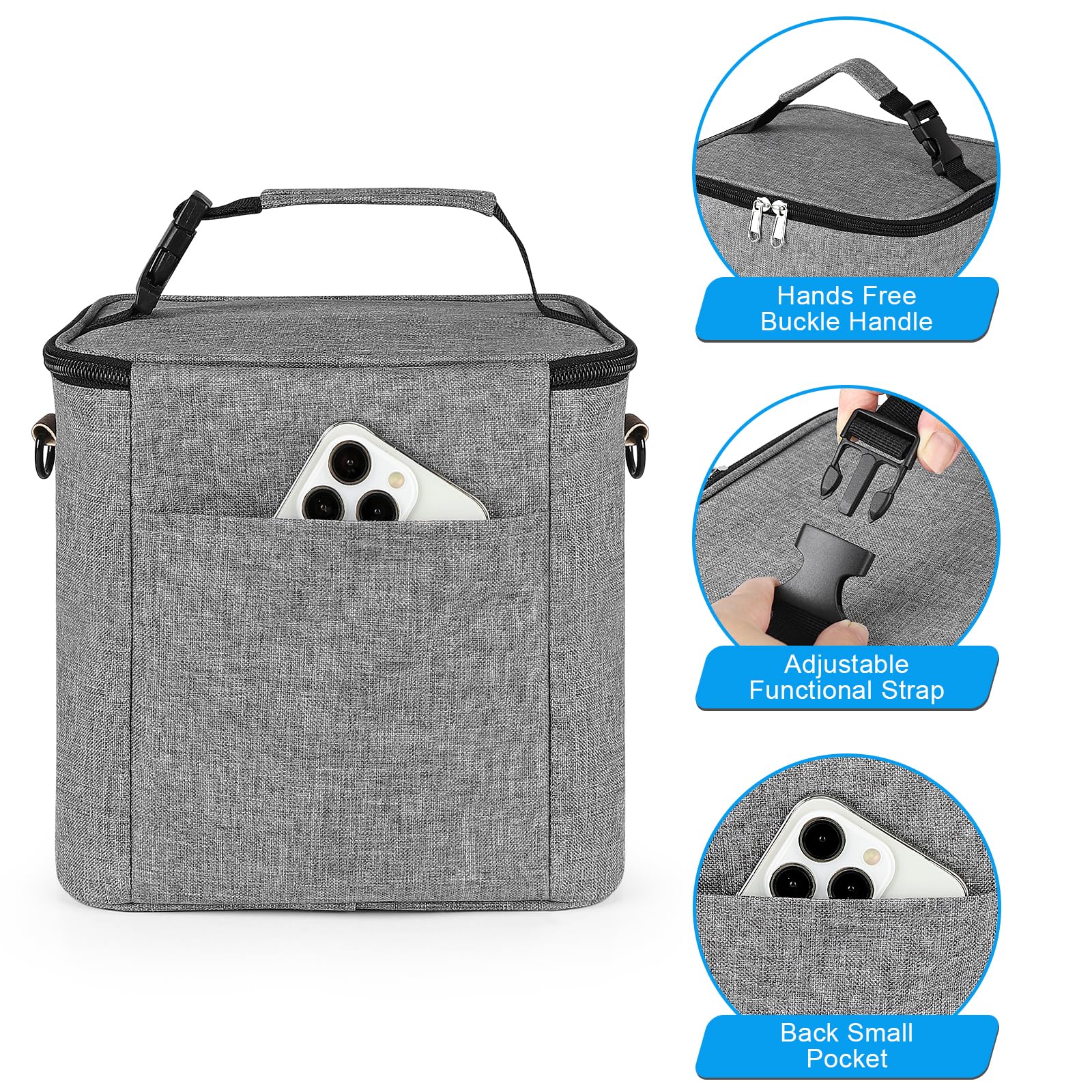 Accmor detachable buckle carry highlights two convenient ways to transport the bag.