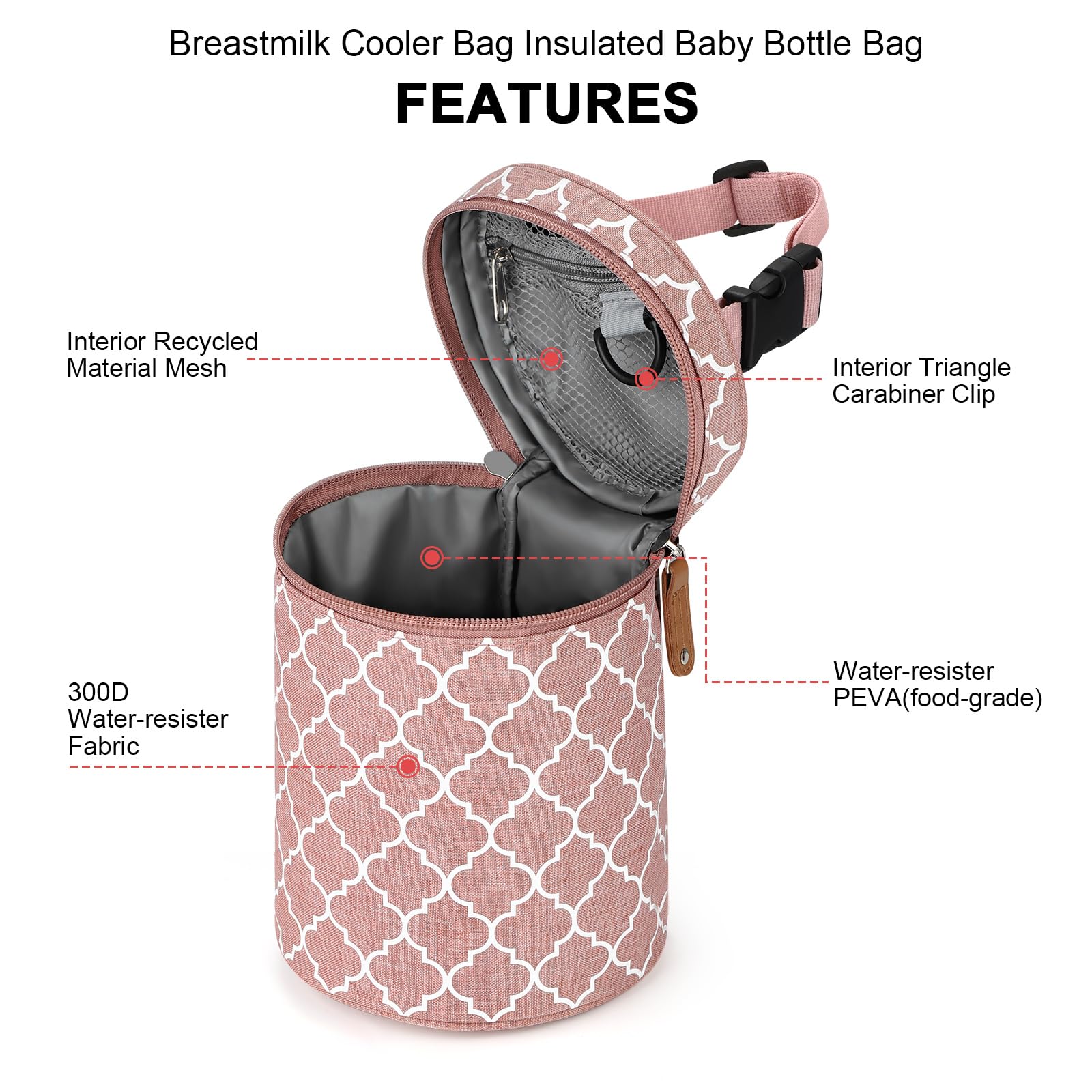 Accmor detachable buckle enables hands-free carrying on stroller or car seat.