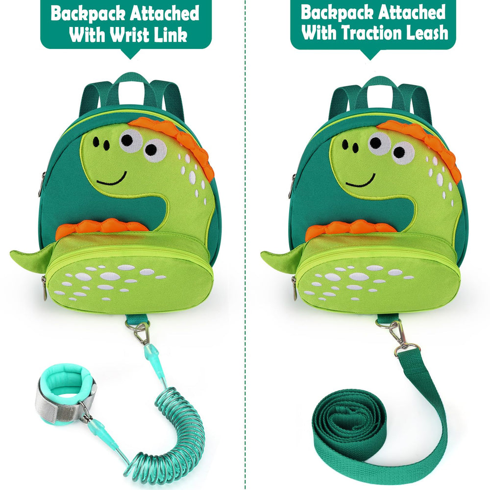 Accmor dinosaur-backpack-leash shows tethered protection at the zoo or airport.