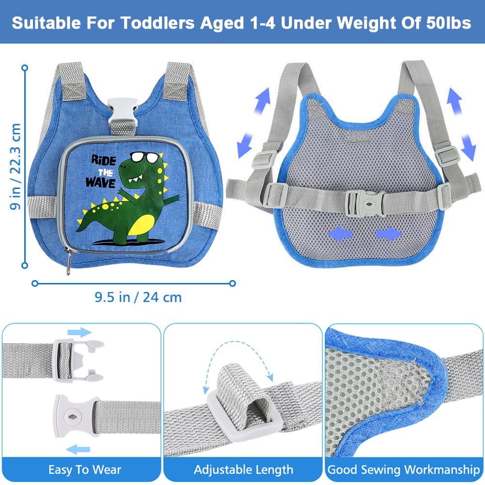 Accmor dinosaur harness back view shows breathable mesh comfort.