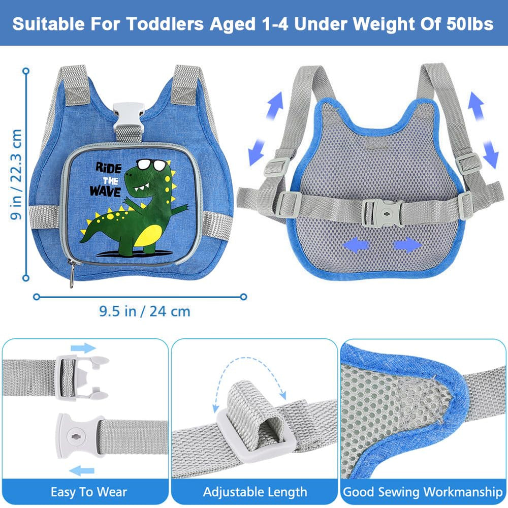 Accmor dinosaur harness back view shows breathable mesh comfort.