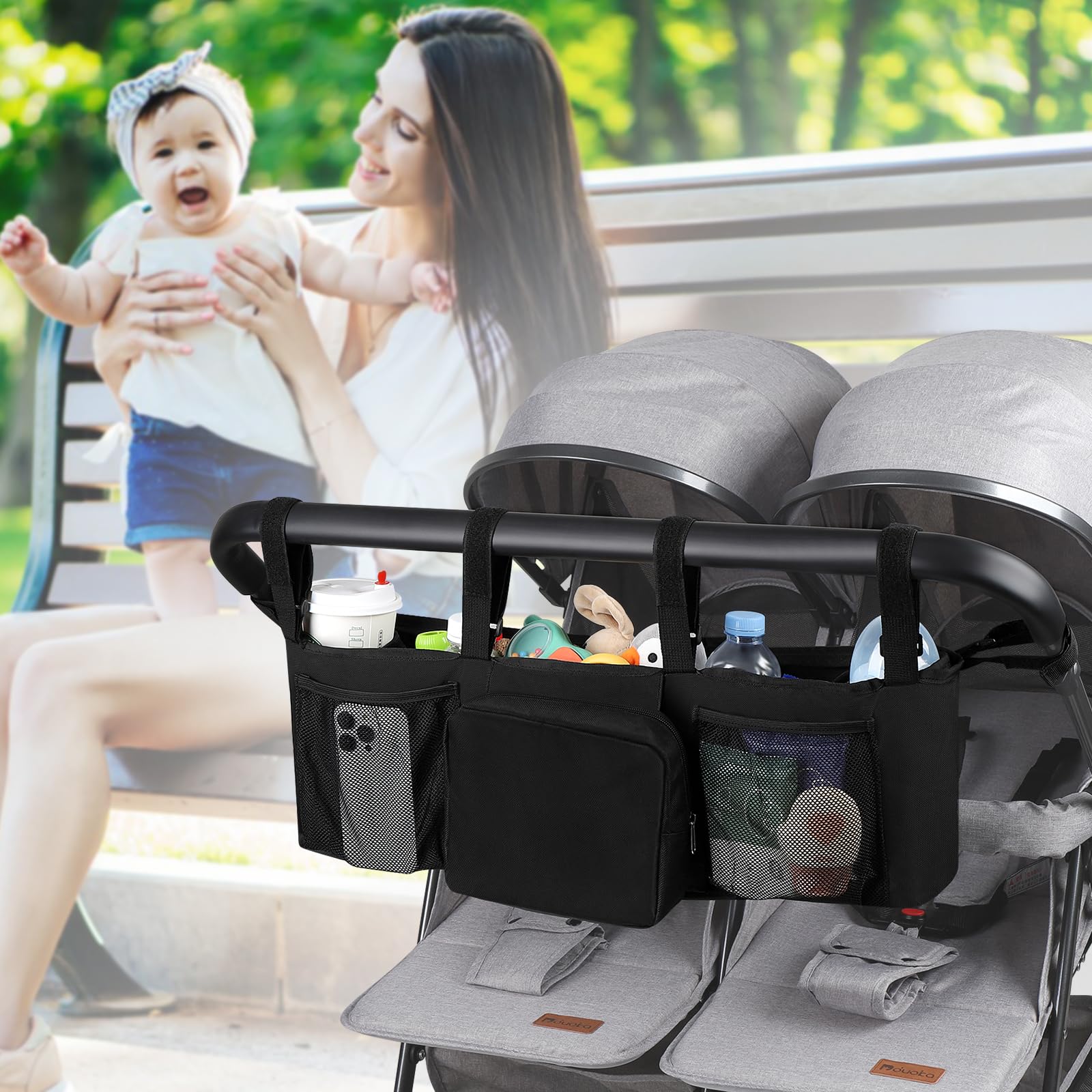Six fixed straps and non-slip sides reduce bouncing during bumpy rides.