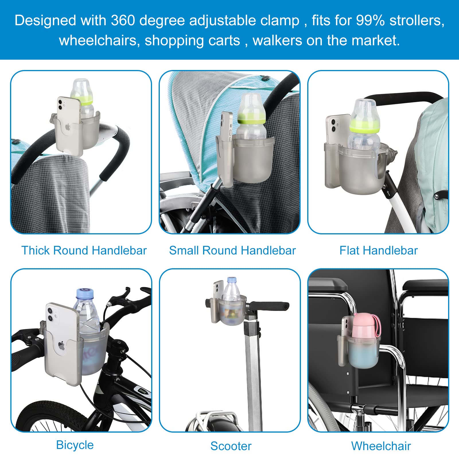 Accmor clip-on design installs quickly on most strollers or walkers.