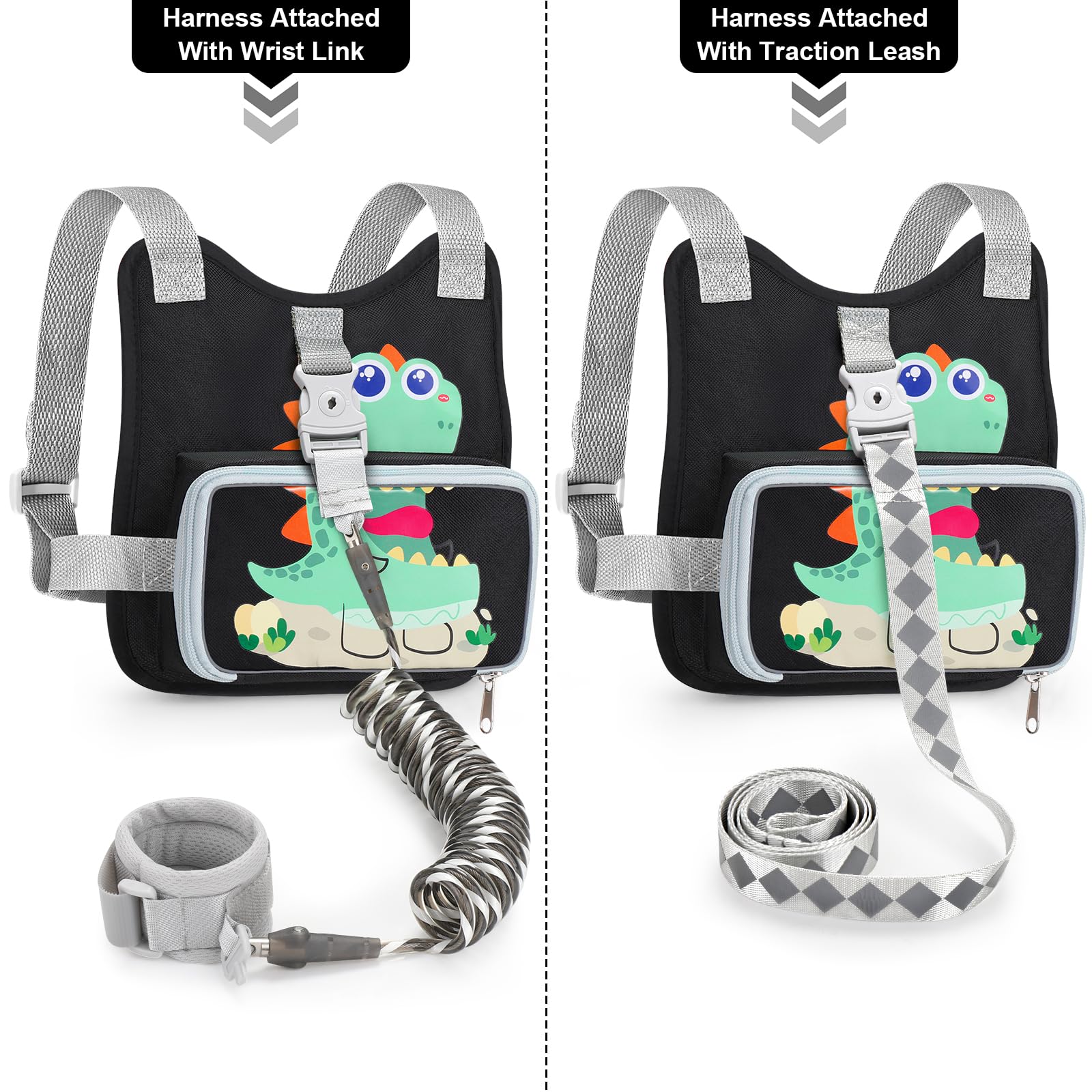 Accmor foldable backpack pocket stores snacks or small toys for quick access.