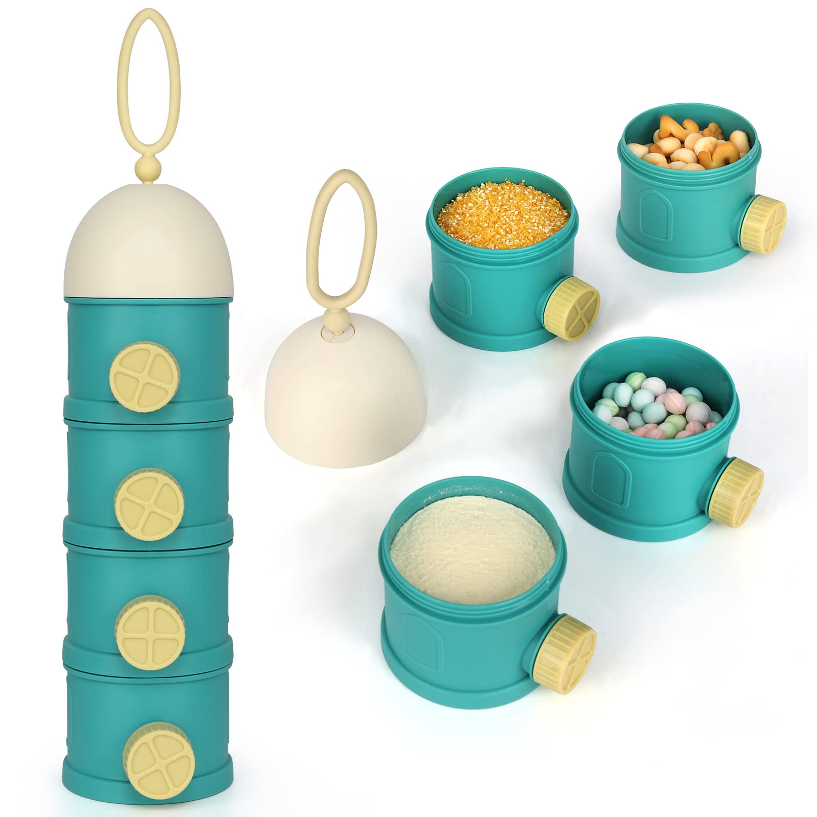 Accmor formula dispenser used as snack container for oatmeal, nuts, and fruits.
