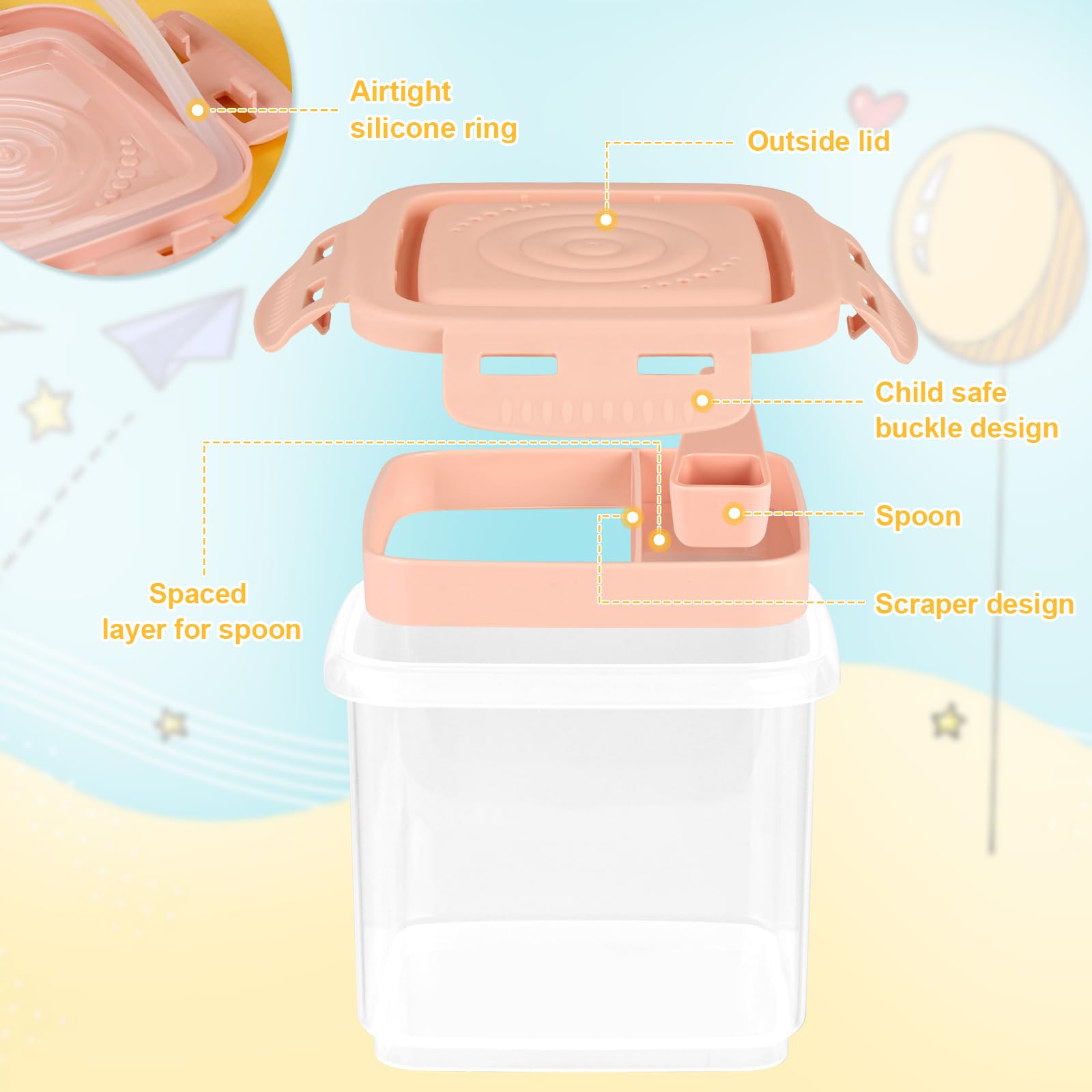 Accmor formula dispenser on the go scoop leveller enabling precise portions.