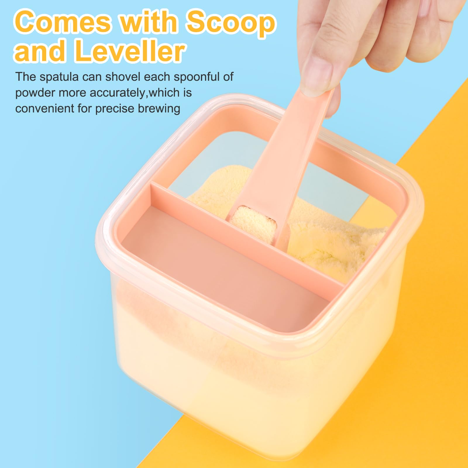 Accmor formula dispenser on the go sealed rings for leak-proof storage.