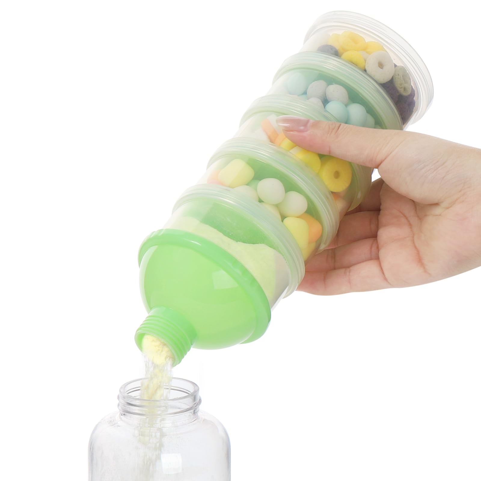 Accmor five-layer capacity visual demonstrates pre-measured portions for milk powder