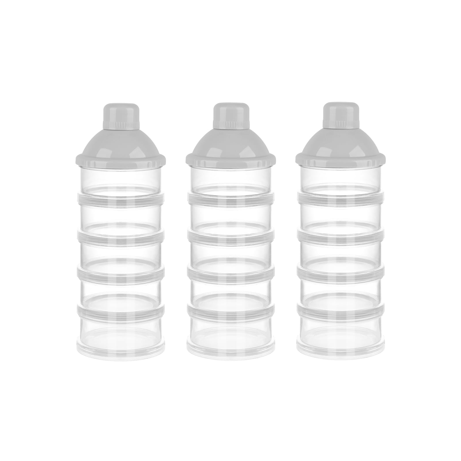 Accmor Formula Dispenser shows five stackable compartments for precise travel portions.