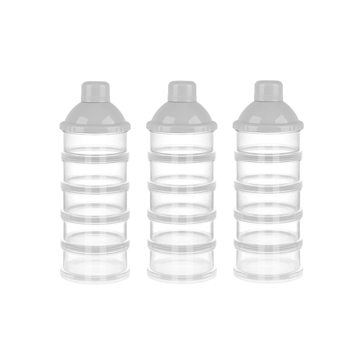 Accmor Formula Dispenser shows five stackable compartments for precise travel portions.
