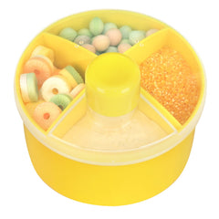 Four-compartment design separates portions for formula or snacks.