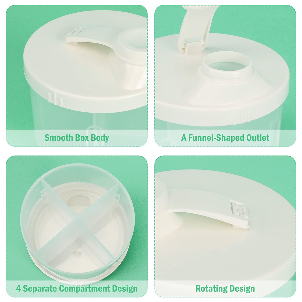 Accmor four-compartment design keeps formula organized during on-the-go routines.