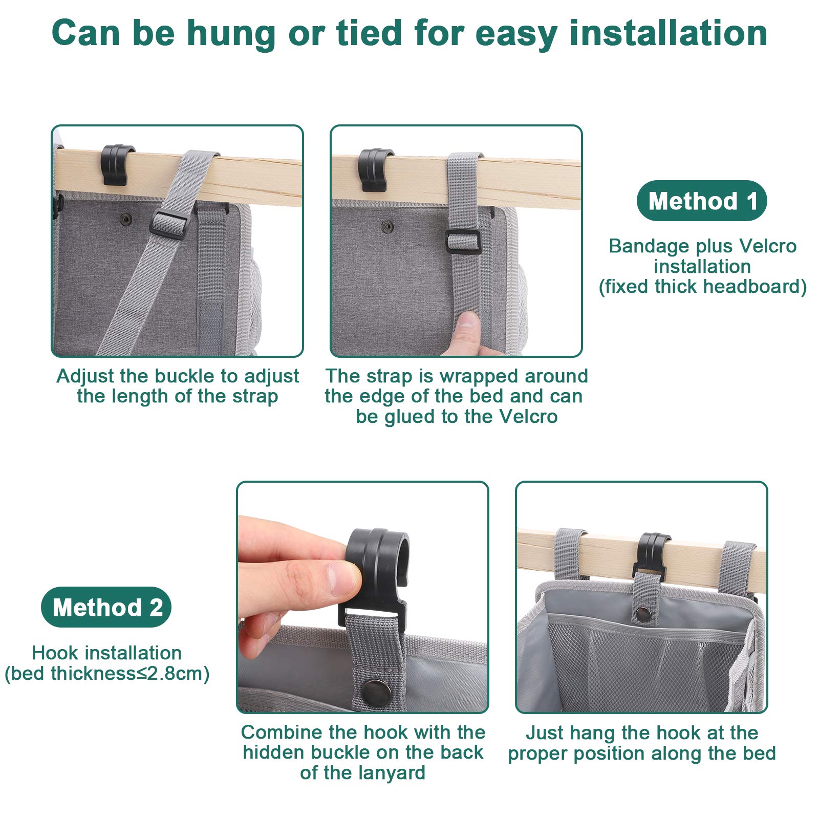 Accmor Hanging Diaper Caddy Organizer quick-install straps and hook attach to crib or bassinet.
