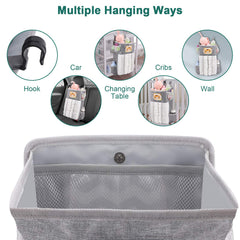 Accmor Hanging Diaper Caddy Organizer side bottle pockets hold bottles and sippy cups.