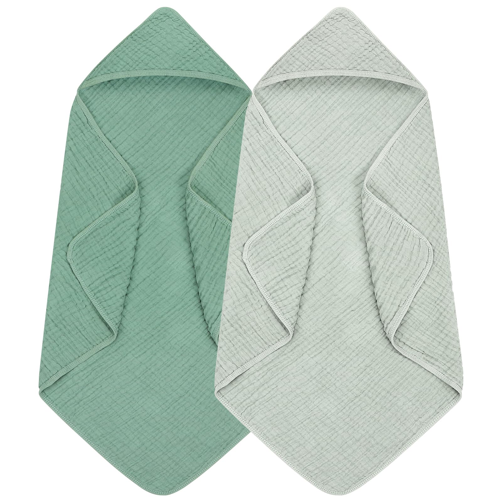 Accmor hooded baby towel muslin-32x32—soft, absorbent for quick post-bath drying.