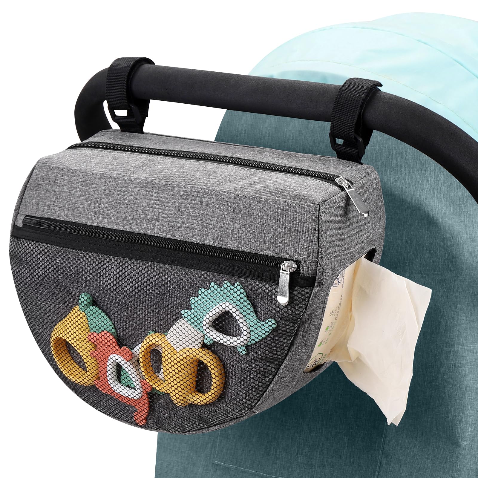 Accmor insulated side sling stroller bag side pocket emphasizes quick-access compartments for items.