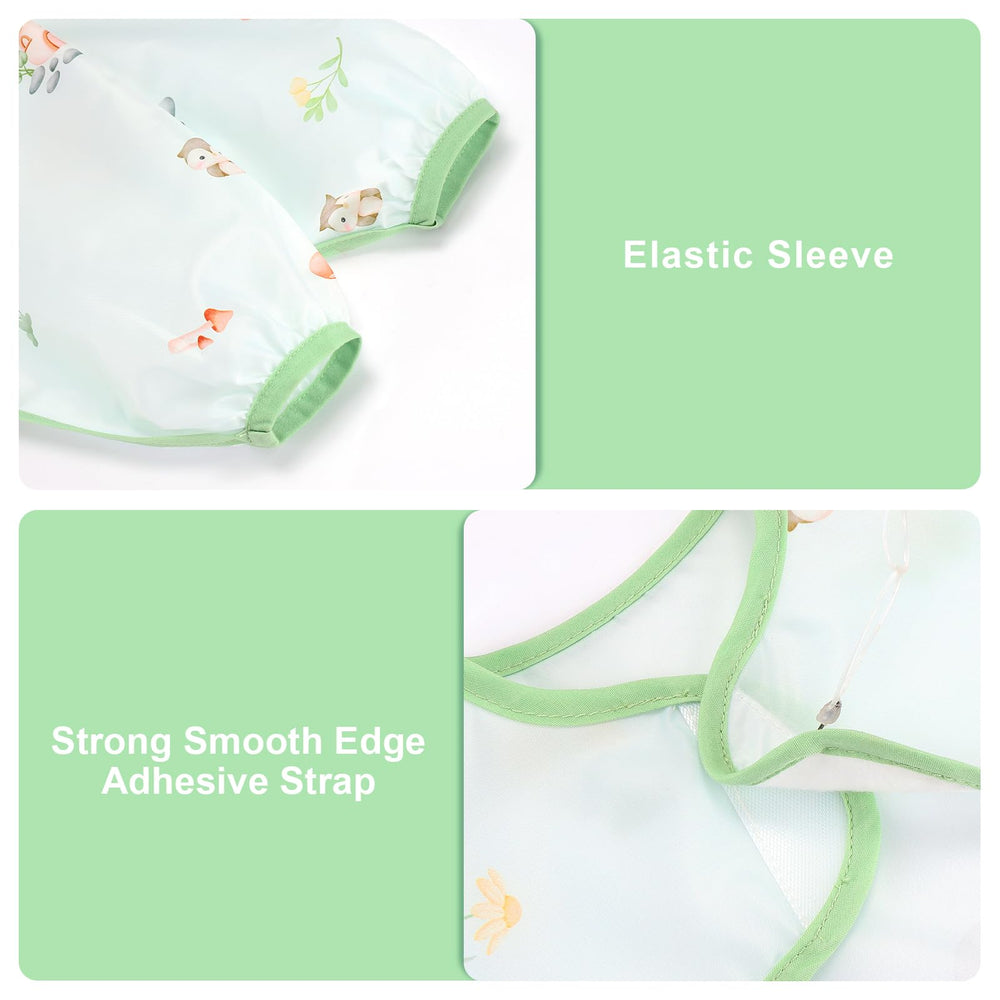 Accmor long sleeve bib pocket catchall catches spills and crumbs.