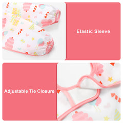 Accmor waterproof baby bib showing pocket catchall for crumbs and spills