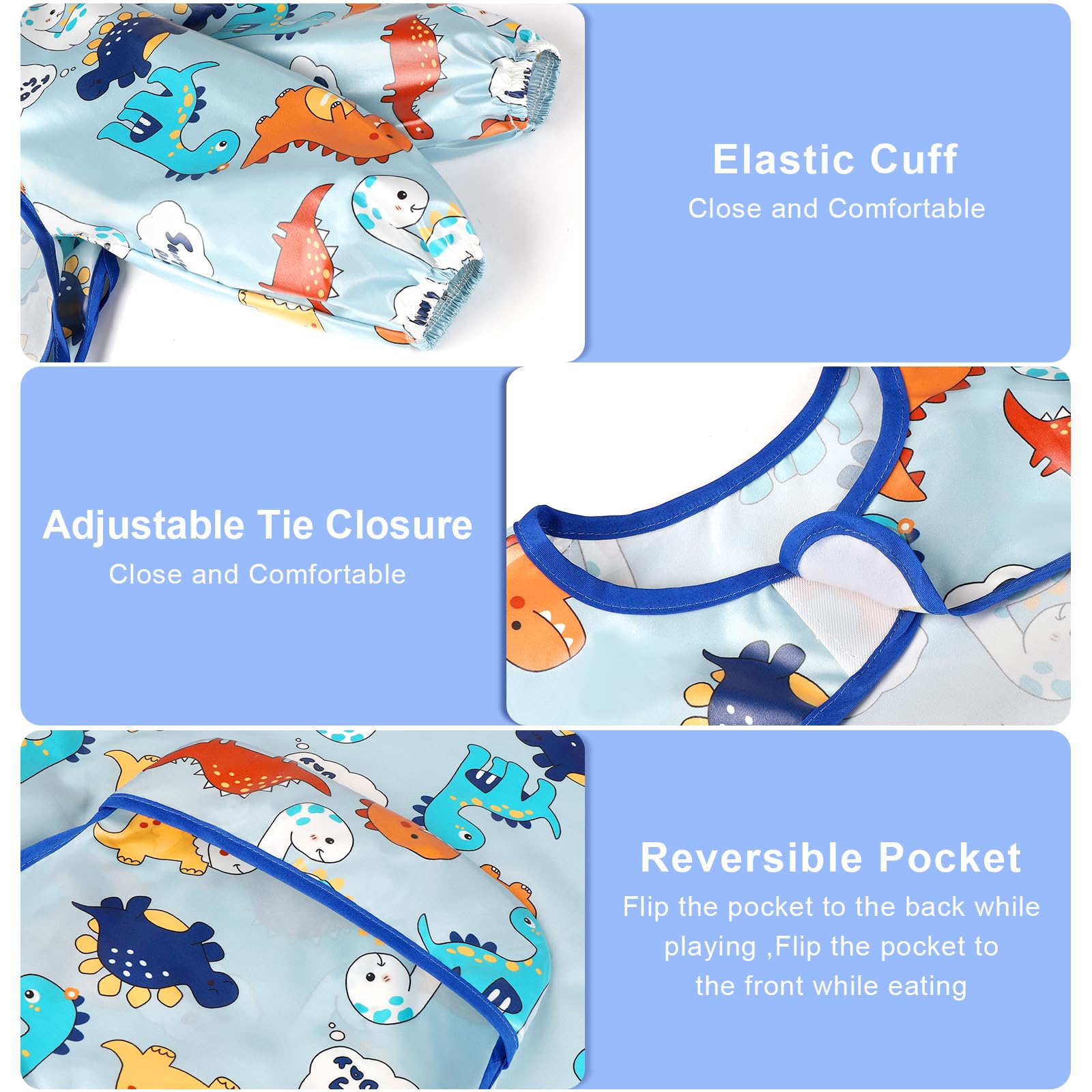 Accmor long sleeve bib with Velcro closure shows easy on and off