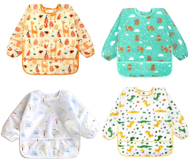 Accmor long sleeve bib waterproof baby protects clothing during meals and messes.