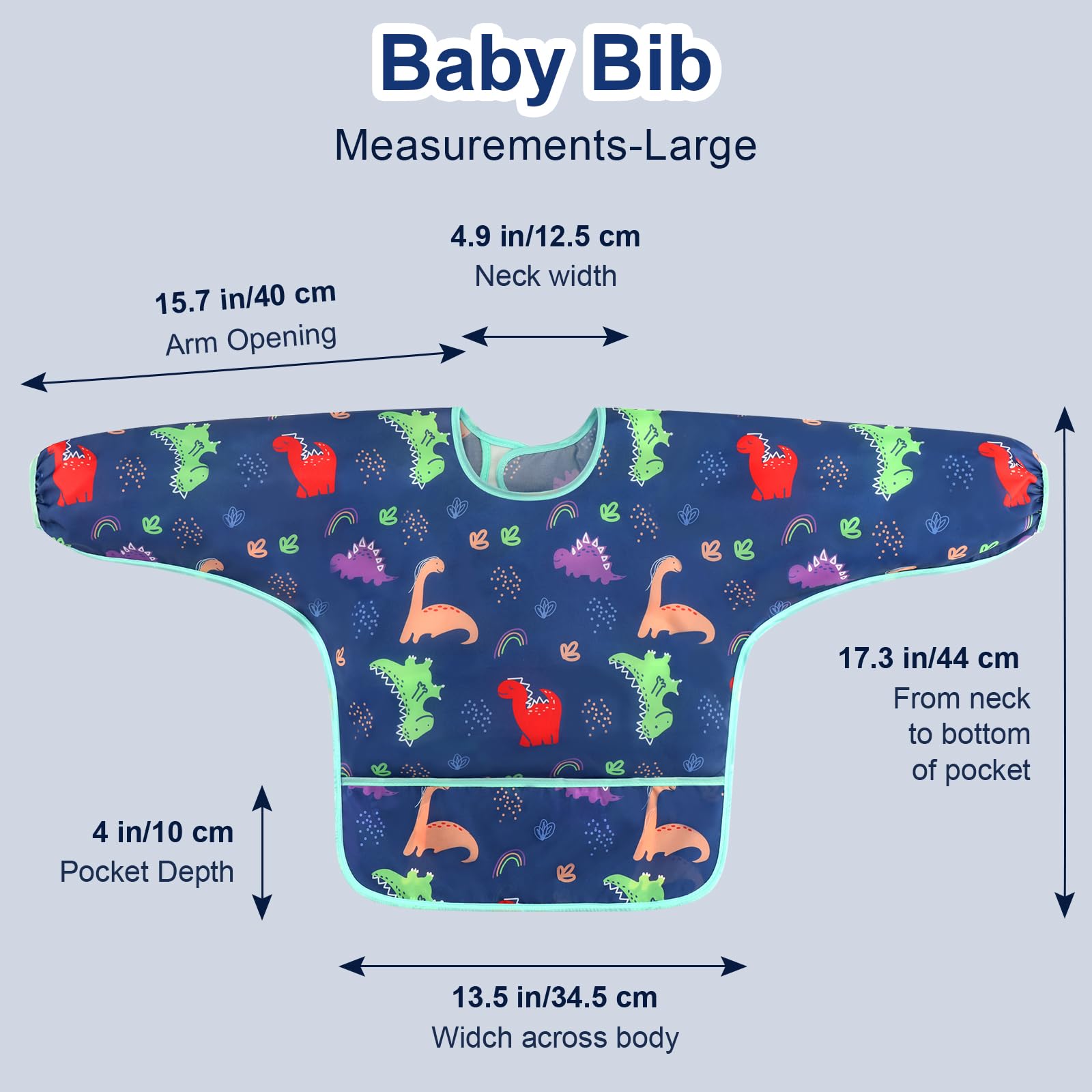 Accmor mealtime mess closeup shows kid-friendly design and neck fit.