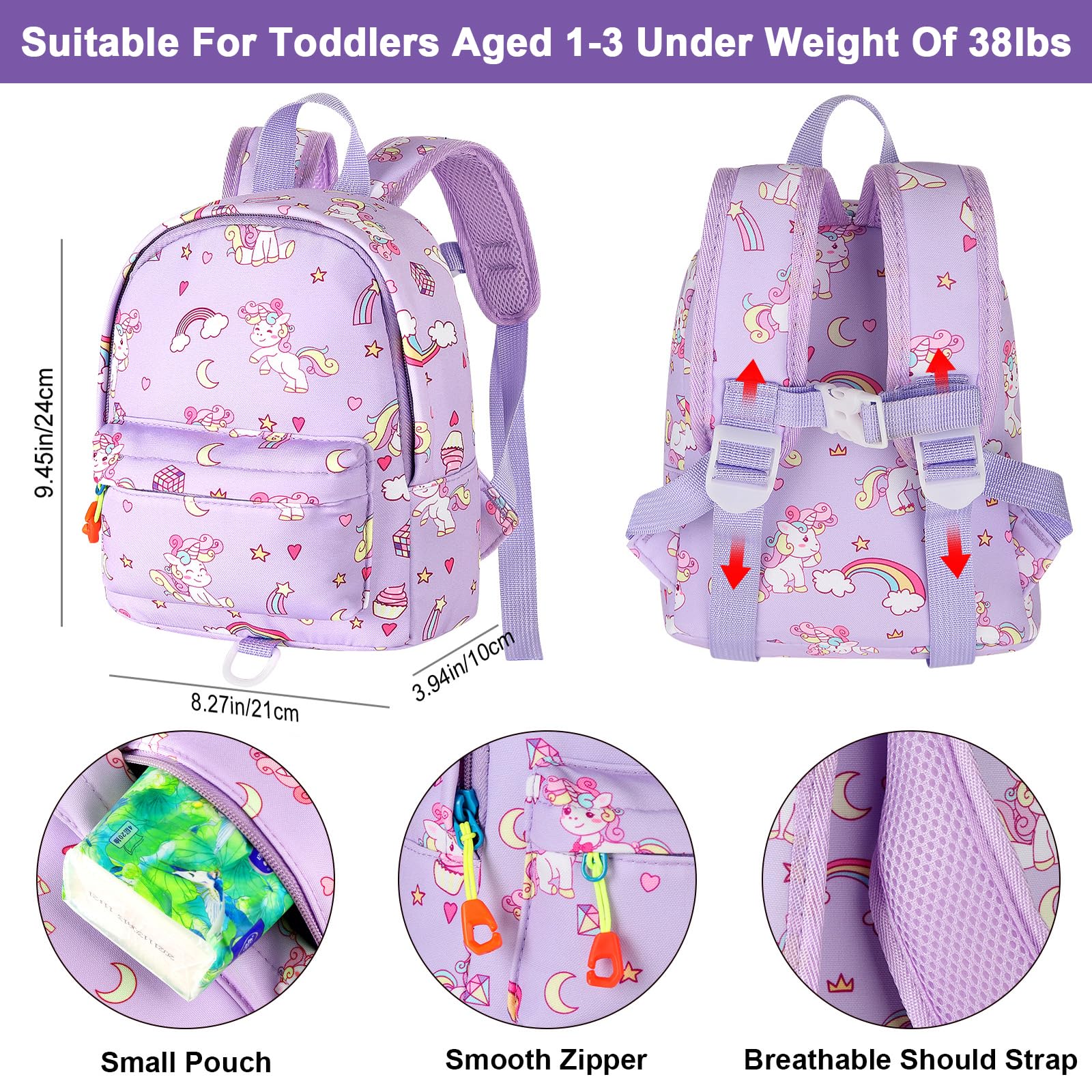 Accmor mini backpack strap adjustment for a comfortable toddler fit.