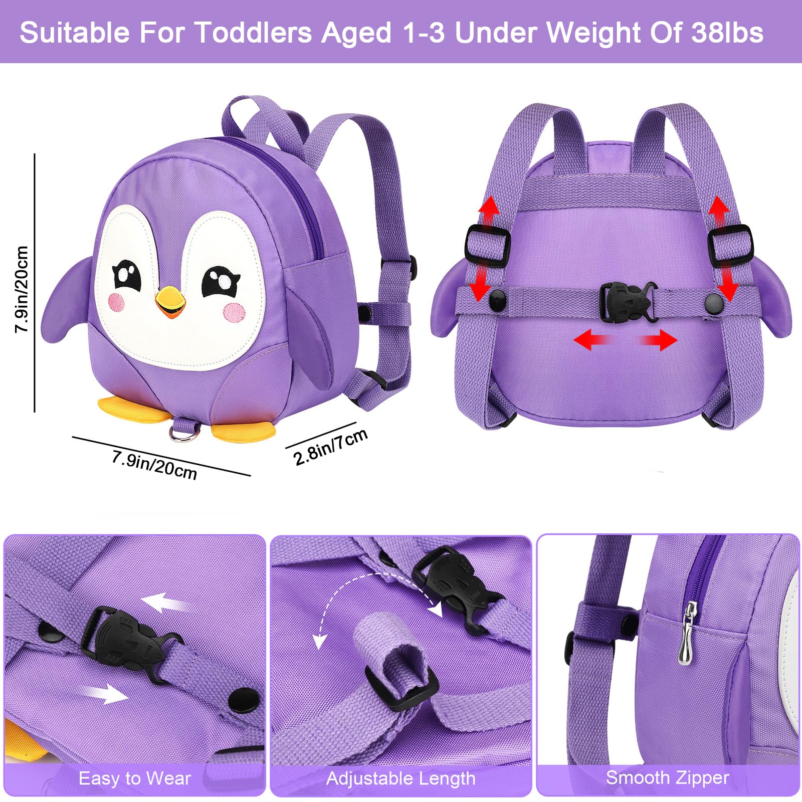 Accmor mini-size toddler backpack with adjustable straps fits essentials comfortably.