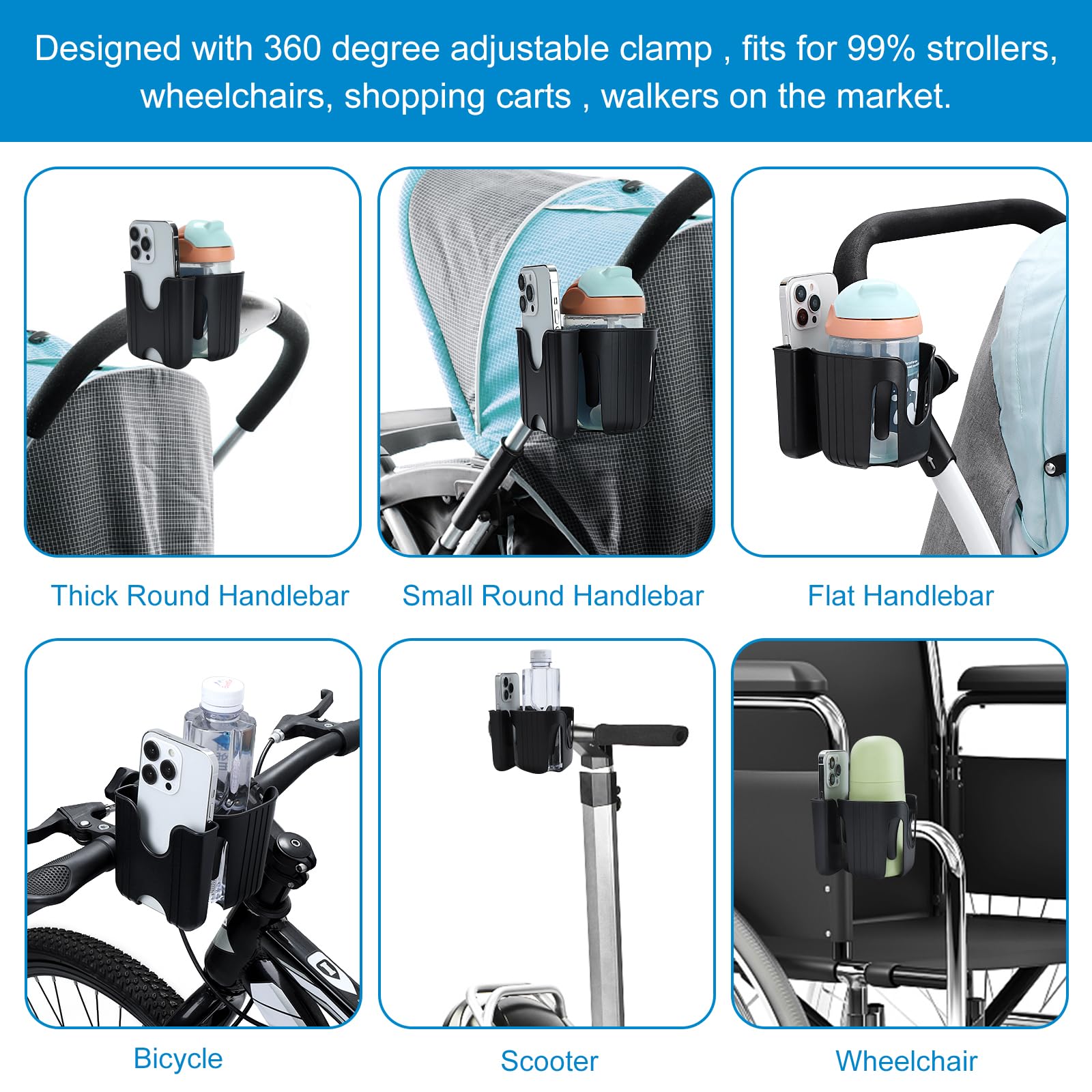 Accmor multifunctional holder fits stroller wheelchair bike for convenience