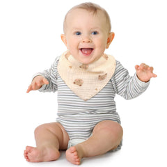 Accmor muslin baby bib demonstrates six-layer absorbency catching drool quickly.