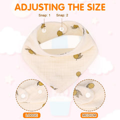 Accmor Muslin Baby Bibs adjustable snap ensures secure fit as babies grow.
