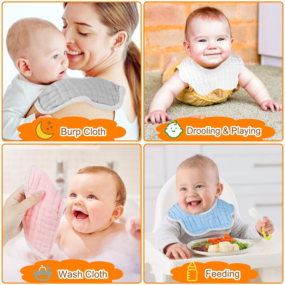 Accmor Muslin Baby Bibs-machine-wash-dry indicates easy care for busy families