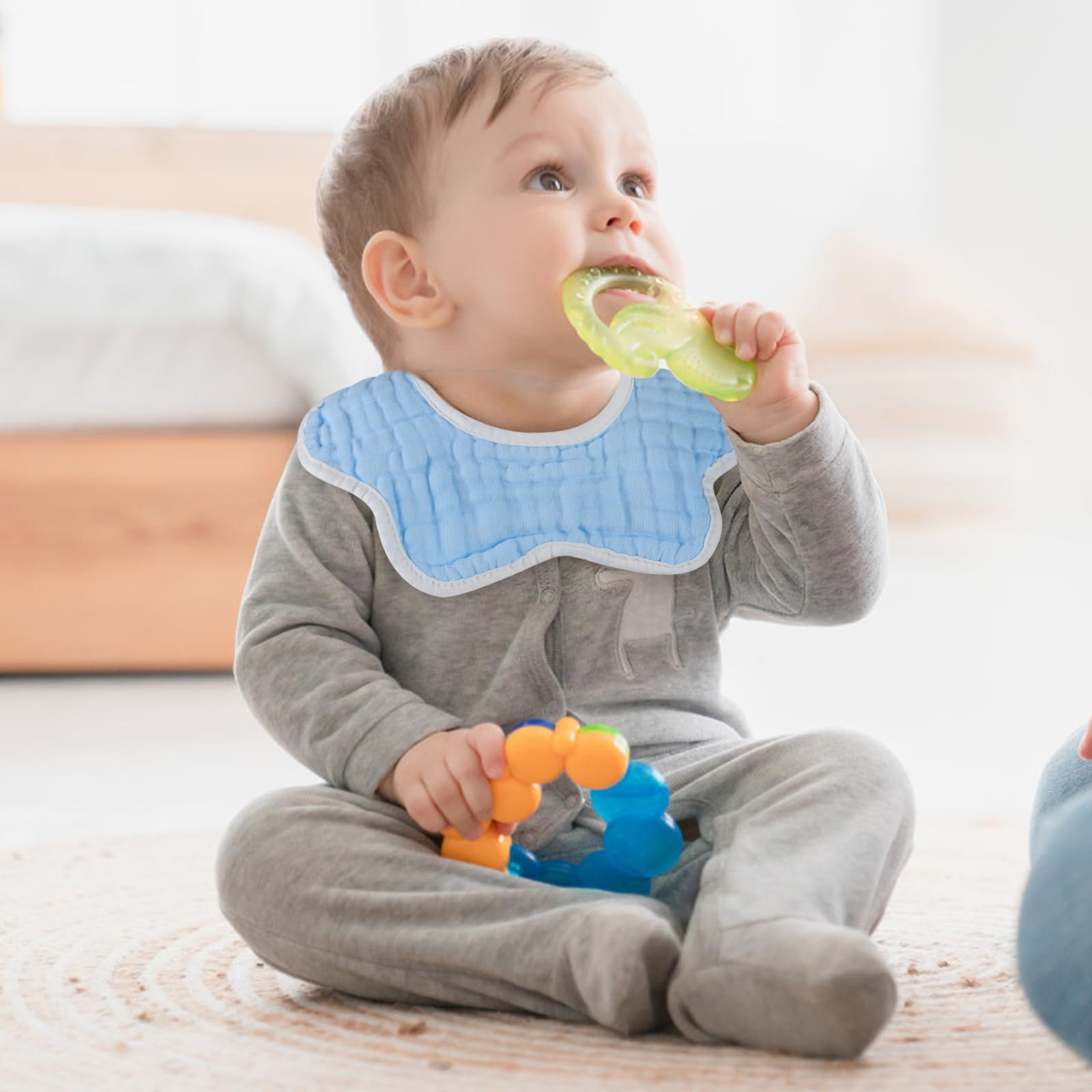 Accmor Muslin Baby Bibs-multiuse captures versatility as bib, burp cloth, and more