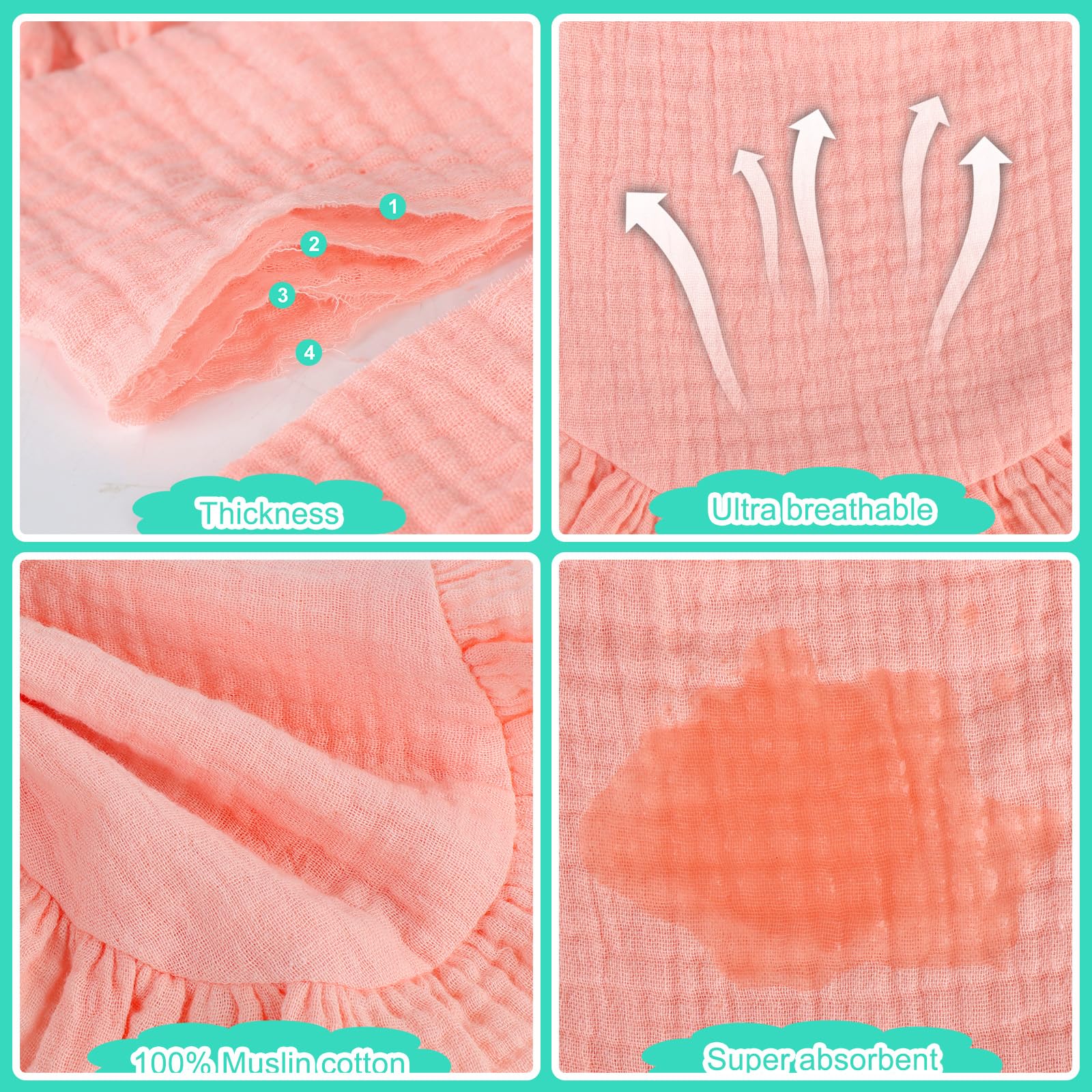 Accmor muslin baby bibs snap closure closeup highlights easy on/off for busy parents.
