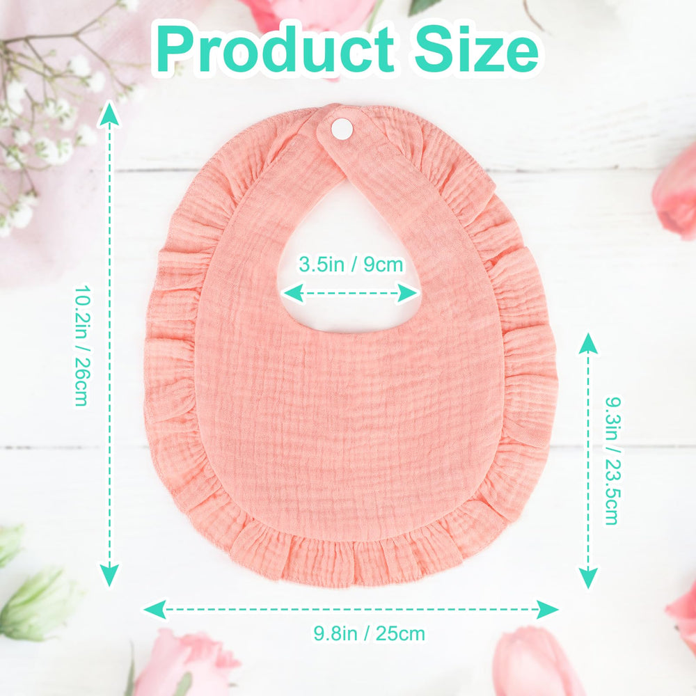Accmor muslin baby bibs universal size 0-24 months shown on a growing infant.