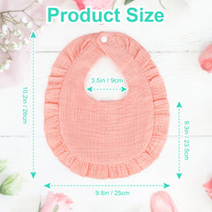 Accmor muslin baby bibs universal size 0-24 months shown on a growing infant.