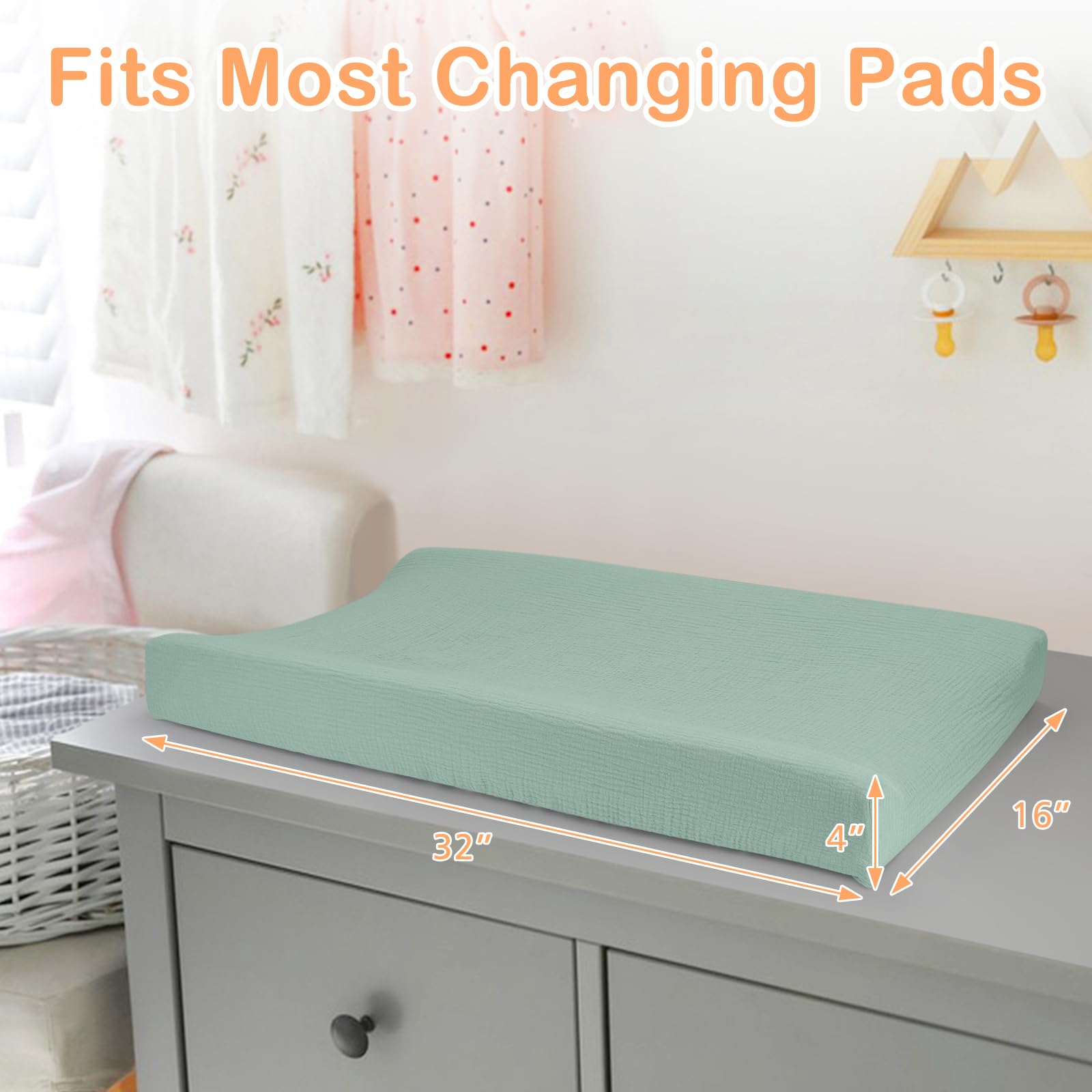 Accmor hypoallergenic muslin cover protects baby skin during diaper changes.