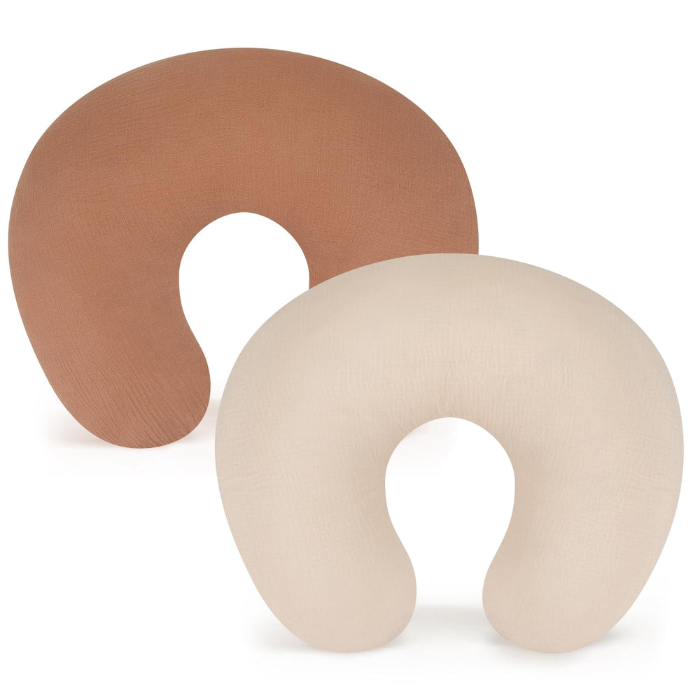 Accmor muslin nursing pillow cover set 2-pack, soft and breathable for baby comfort.