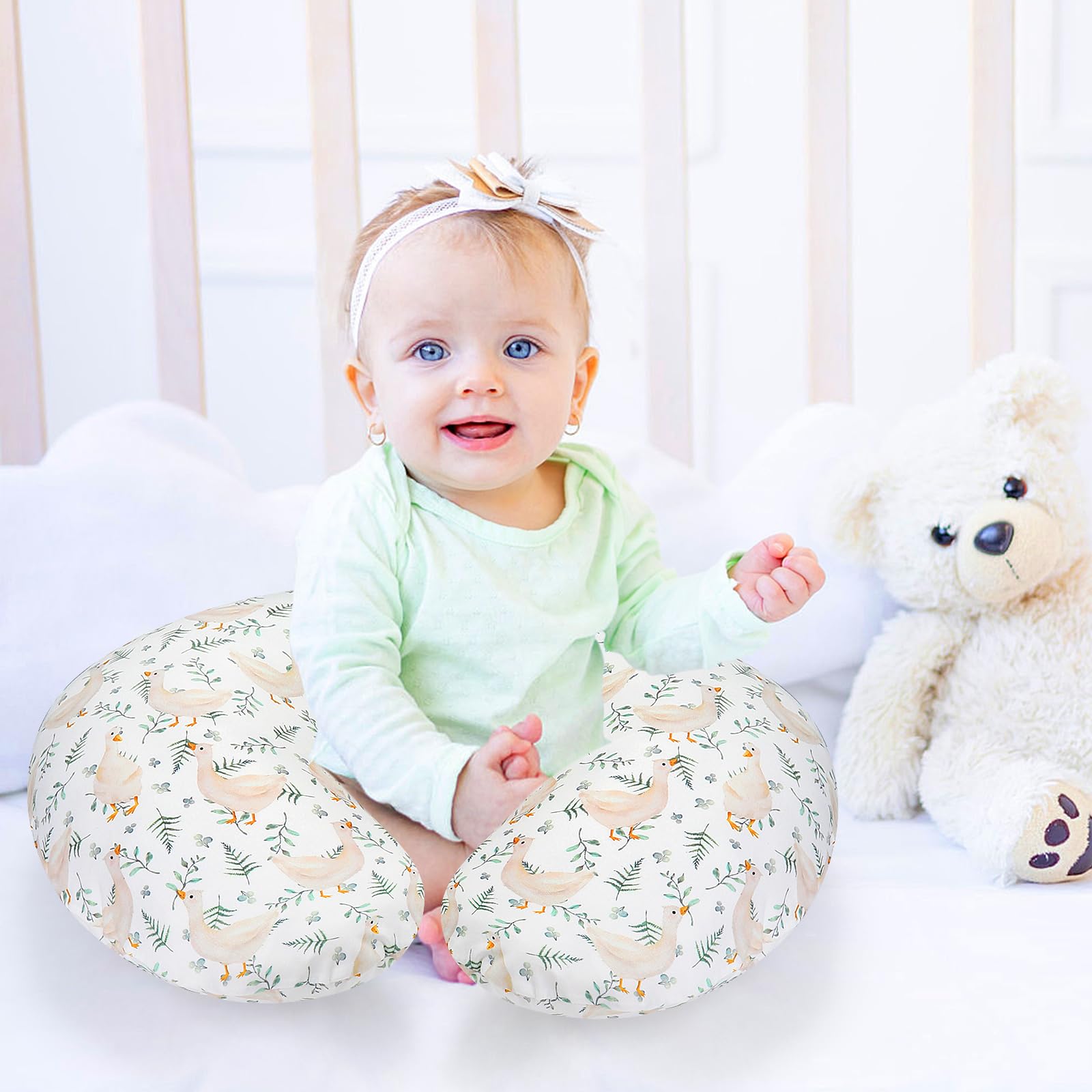 Accmor nursing pillow cover zipper-closure shows quick removal and secure fit.