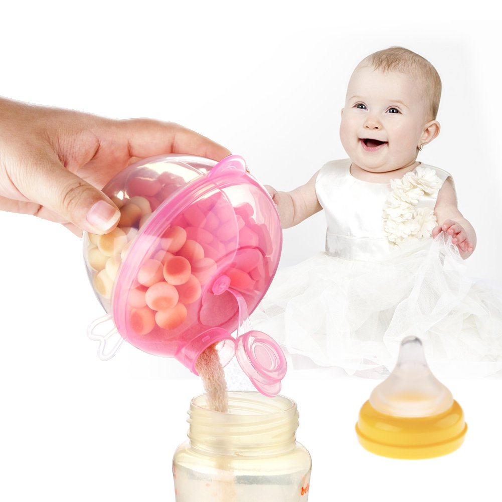 Accmor pink dispenser in use during on-the-go baby feeding.