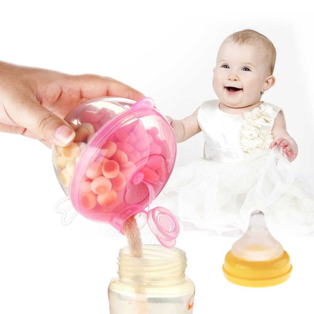 Accmor pink dispenser in use during on-the-go baby feeding.