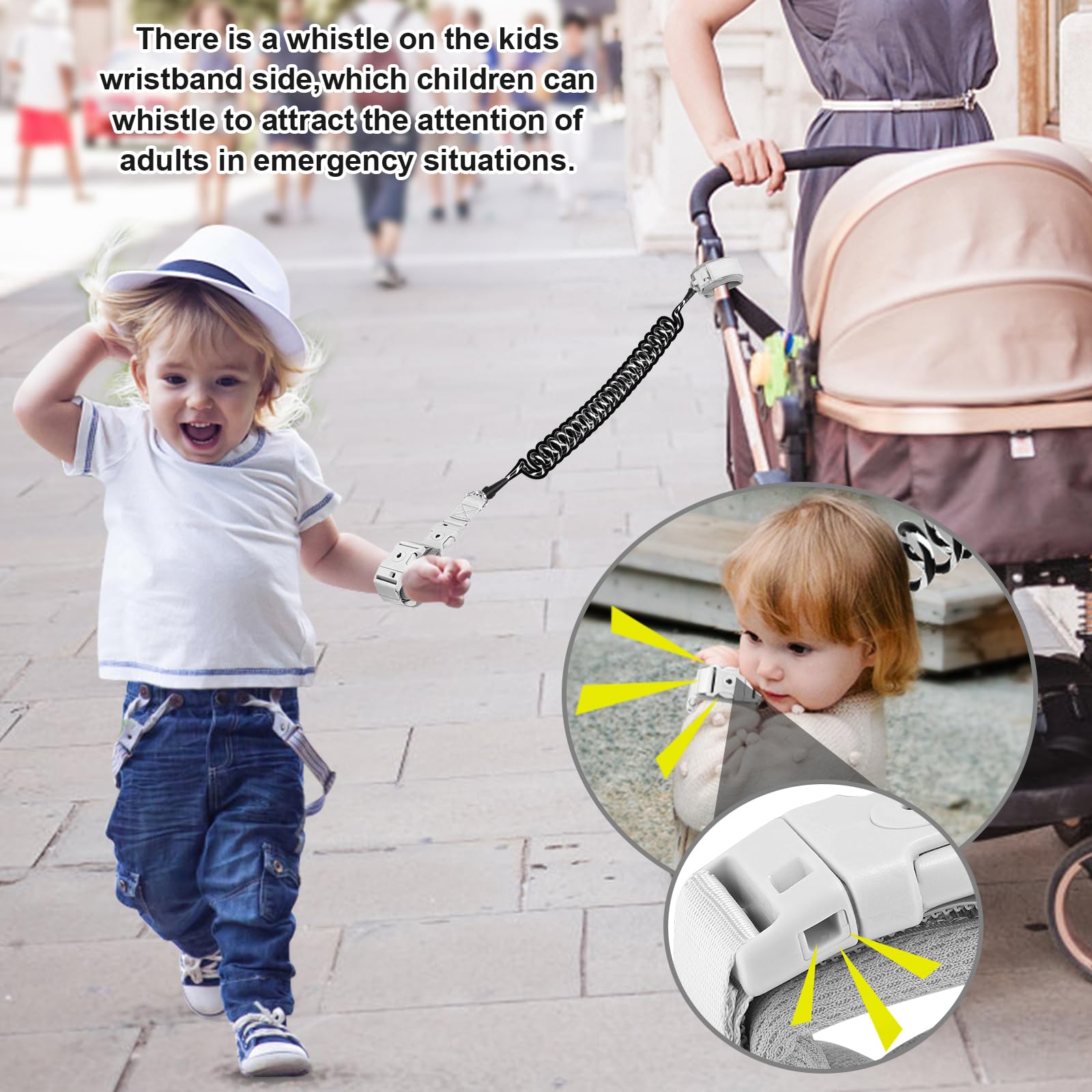 Accmor harness in outdoor travel setting at park or zoo for supervision.