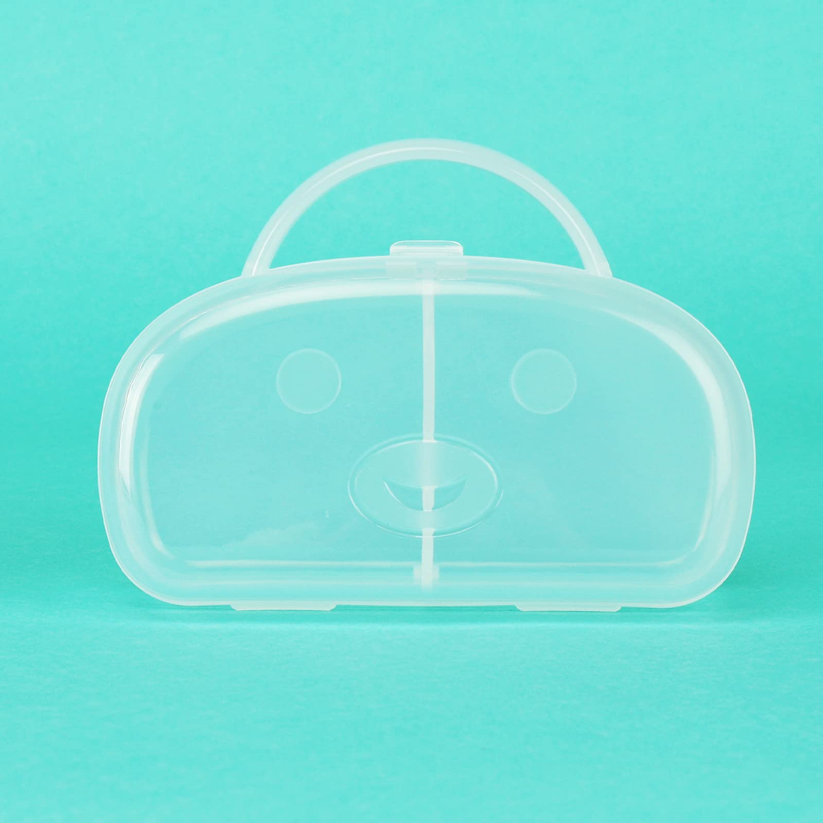 Accmor pacifier case interior with two pacifiers for compact travel storage.
