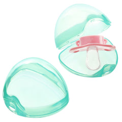 Accmor Pacifier Case transparent green back view—clear lid for quick checks.