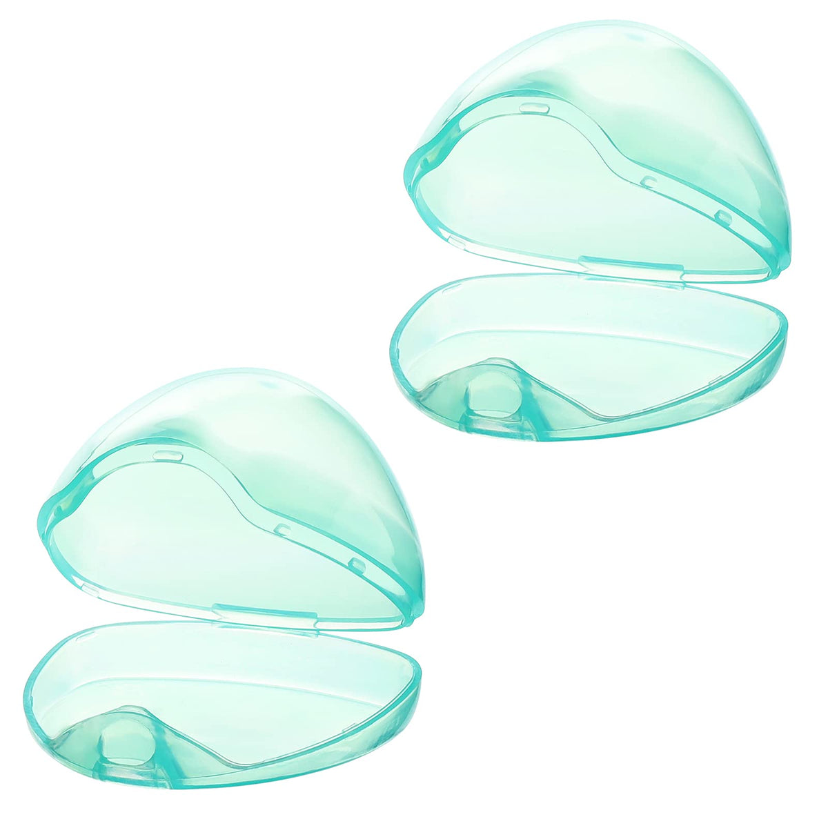 Accmor Pacifier Case transparent green front view—compact travel storage keeps pacifiers clean.