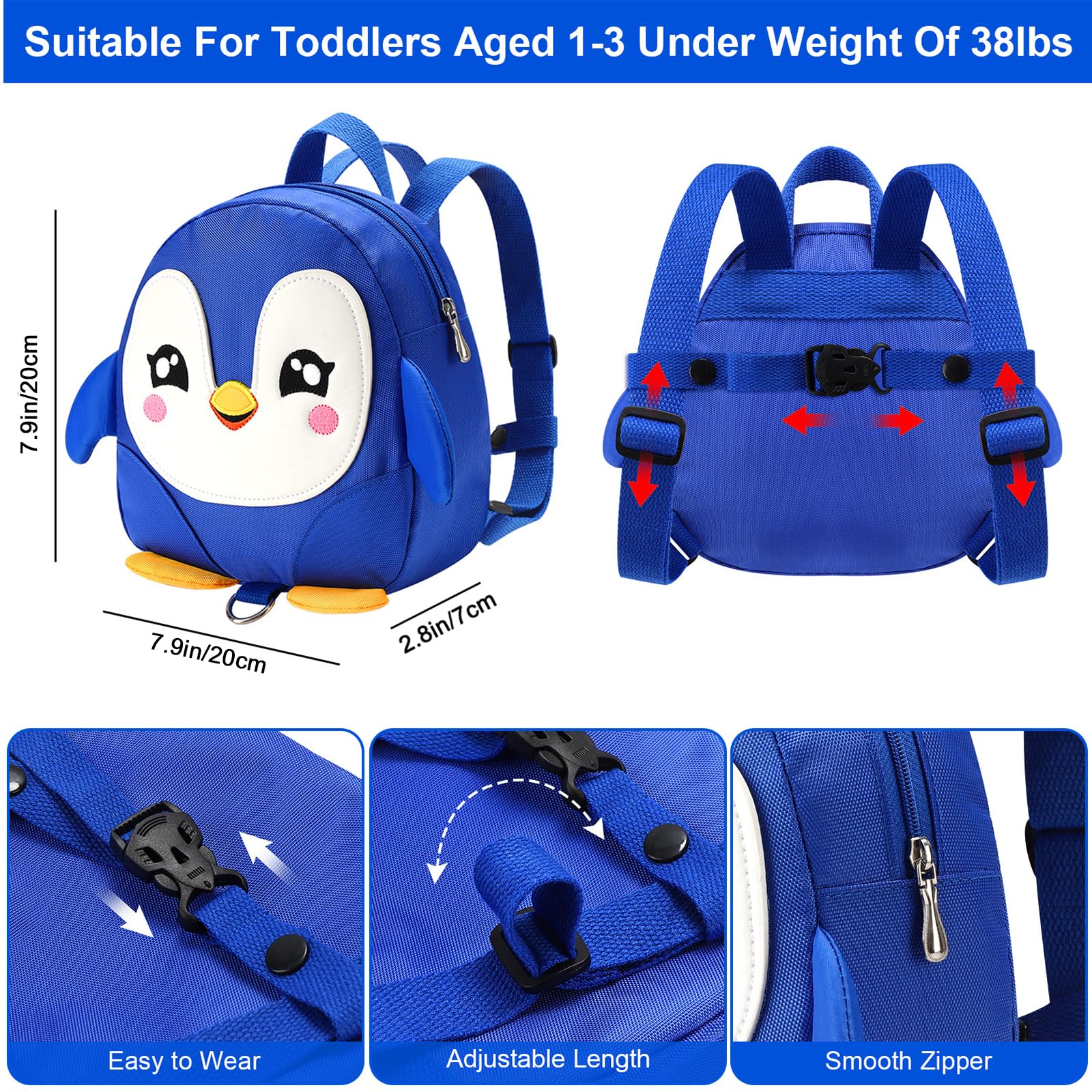Accmor penguin-pattern backpack with leash wrist link for safer outings